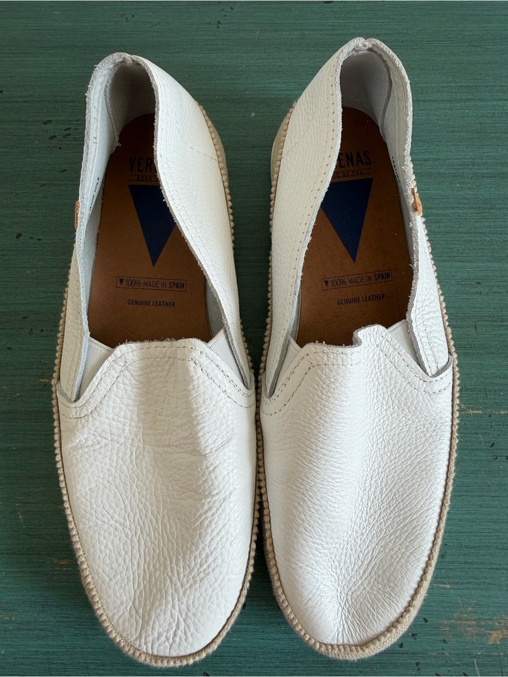 VERBENAS White Leather Slip-On Loafers for Women